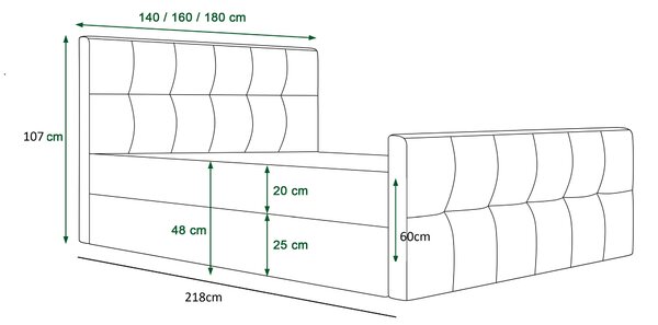 Bračni krevet Boxspring 160 cm Macheta (crna) (s madracem i prostorom za odlaganje)