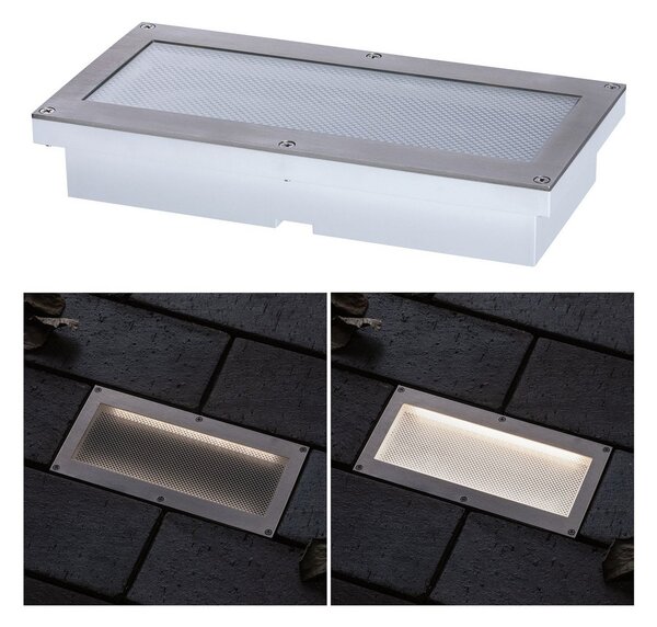 Paulmann Brick LED ugradbena podna svjetiljka, 10x20 cm, Sivo, Metal, Četvrtasta ugradna svjetla
