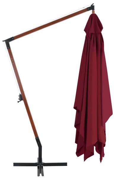 Konzolni vrtni suncobran s drvenim stupom 400 x 300 cm bordo - Crvena / N/A
