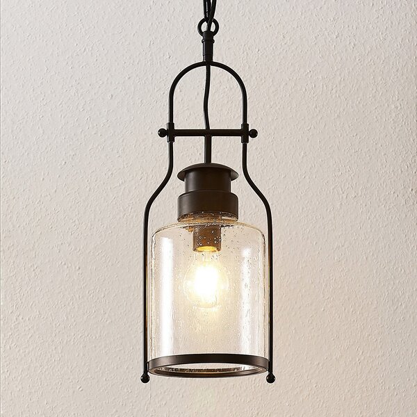 Lindby viseća lampa Rozalie, crna, metal, lampion, 21cm, prigušiva, Crno, Područje hodnika, Metal, fenjer