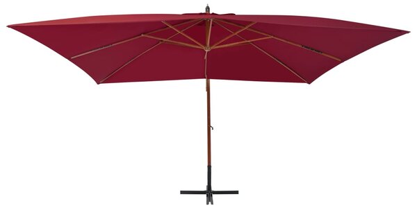 Konzolni vrtni suncobran s drvenim stupom 400 x 300 cm bordo - Crvena / N/A