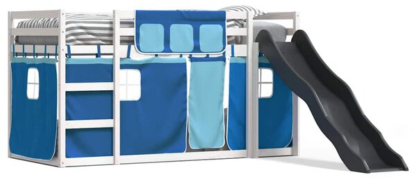 Krevet na kat s toboganom i zavjesama plavi 90 x 200 cm - Plava / 90 x 200 cm