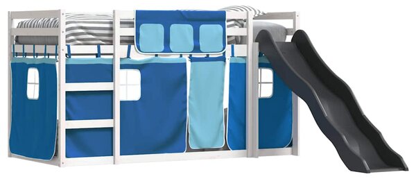 Krevet na kat s toboganom i zavjesama plavi 90 x 200 cm - Plava / 90 x 200 cm