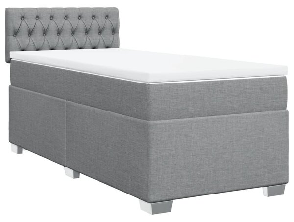 Krevet s oprugama i madracem svjetlosivi 100x200 cm od tkanine - Siva / 100 x 200 cm