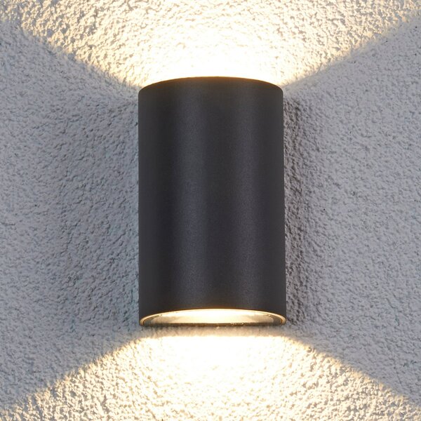 Lucande LED vanjska zidna svjetiljka Jale, 16 cm, antracit, aluminij, Crno, Metal, Zidna utičnica iznad/dolje
