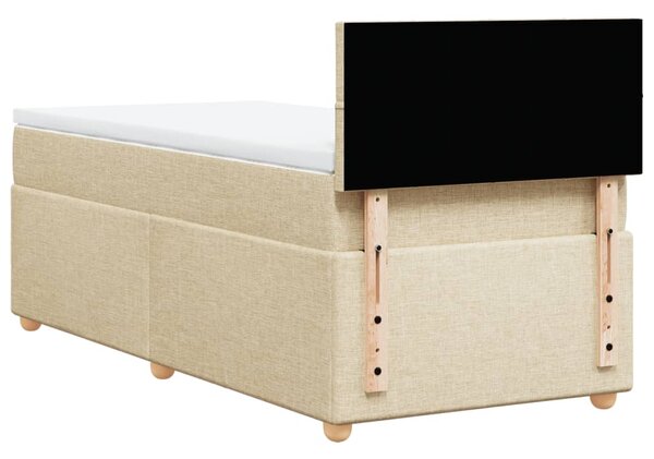 Krevet s oprugama i madracem krem 90 x 190 cm od tkanine - Krema / 90 x 190 cm