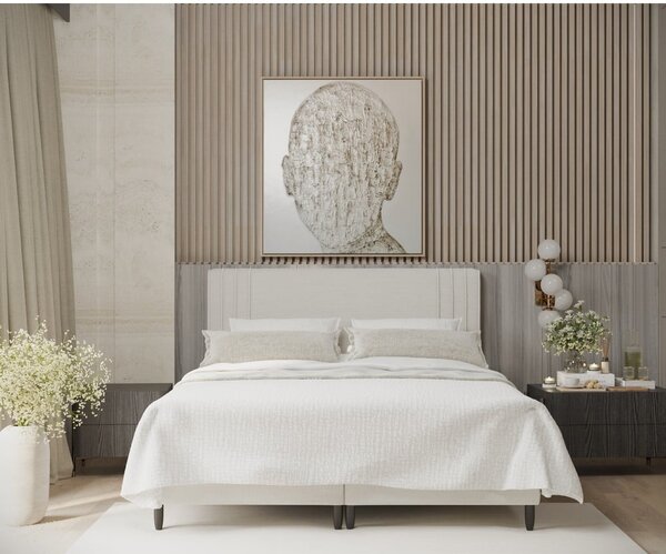 Bež tapecirani bračni krevet s prostorom za pohranu 200x200 cm Musca – Maison de Rêve