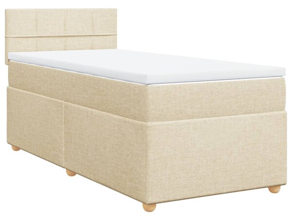 Krevet s oprugama i madracem krem 90 x 190 cm od tkanine - Krema / 90 x 190 cm