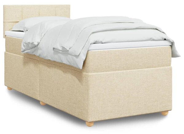Krevet s oprugama i madracem krem 90 x 190 cm od tkanine - Krema / 90 x 190 cm
