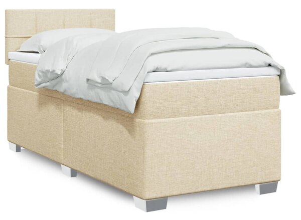 Krevet s oprugama i madracem krem 100 x 200 cm od tkanine - Krema / 100 x 200 cm