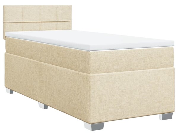 Krevet s oprugama i madracem krem 100 x 200 cm od tkanine - Krema / 100 x 200 cm