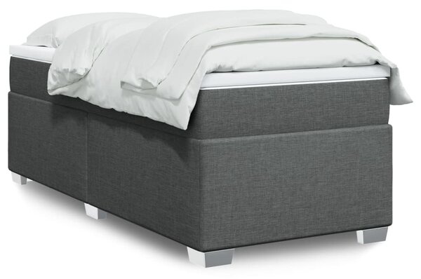 Krevet s oprugama i madracem tamnosivi 90x200 cm od tkanine - Siva / 90 x 200 cm