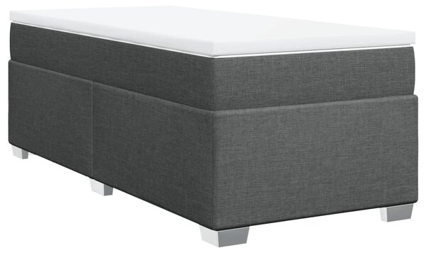 Krevet s oprugama i madracem tamnosivi 90x200 cm od tkanine - Siva / 90 x 200 cm