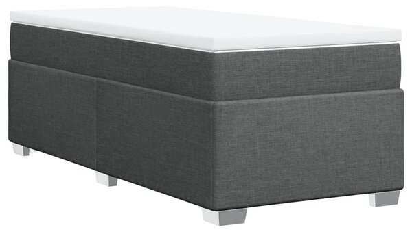 Krevet s oprugama i madracem tamnosivi 90x200 cm od tkanine - Siva / 90 x 200 cm