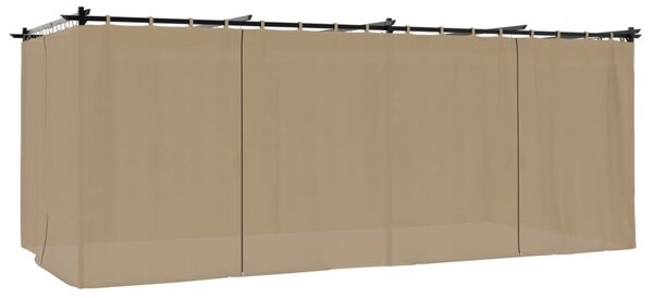 Sjenica sa zavjesama 6 x 3 m smeđesiva čelična - Tupe / 6 x 3 m