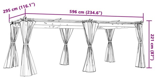 Sjenica sa zavjesama 6 x 3 m krem čelična - Krema / 6 x 3 m