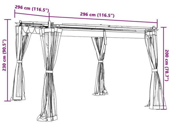 Sjenica s mrežastim zidovima 3 x 3 m krem čelična - Krema / 3 x 3 m