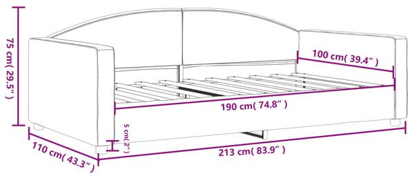 Dnevni ležaj svjetlosivi 100x190 cm tkanina - Siva / N/A