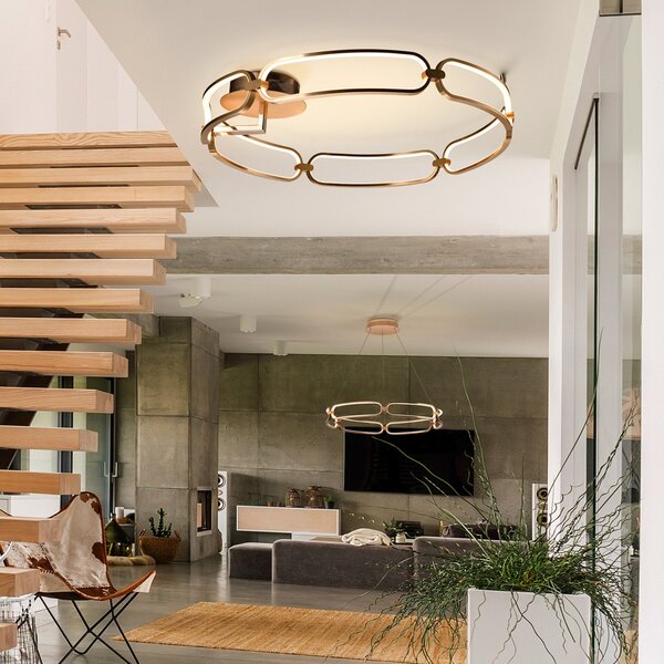 Schuller Valencia Colette LED stropna svjetiljka, šest žarulja, ružičasto zlato, Zlato / mjed, Dnevni boravak/blagovaonica, Aluminij