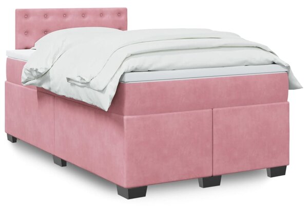 Box spring krevet s madracem ružičasti 120 x 200 cm baršunasti - Ružičasta / 120 x 200 cm