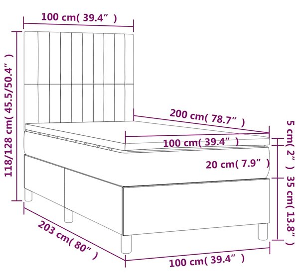 Box spring krevet s madracem tamnoplavi 100x200 cm baršunasti - Plava / 100 x 200 cm