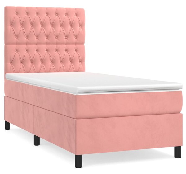 Box spring krevet s madracem ružičasti 90x200 cm baršunasti - Ružičasti / 90 x 200 cm