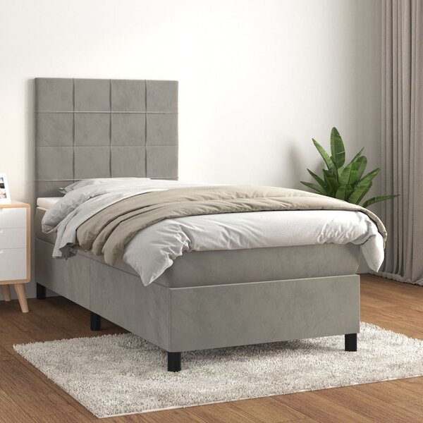 Box spring krevet s madracem svjetlosivi 80 x 200 cm baršunasti - Siva / 80 x 200 cm
