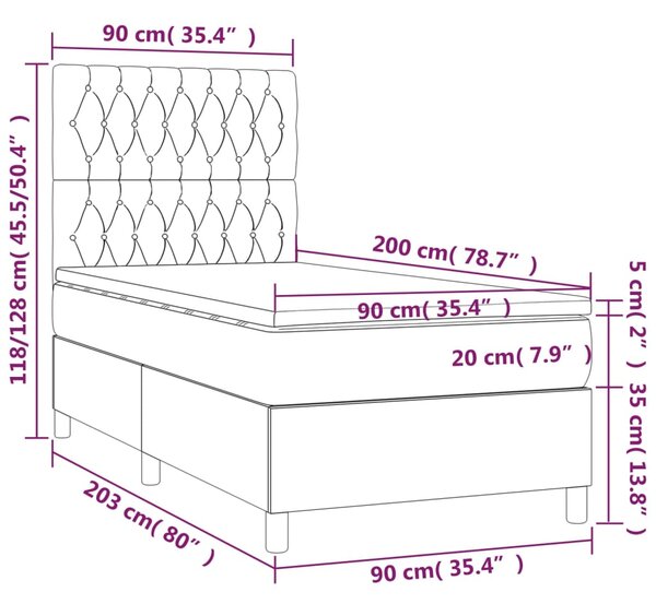 Box spring krevet s madracem ružičasti 90x200 cm baršunasti - Ružičasti / 90 x 200 cm