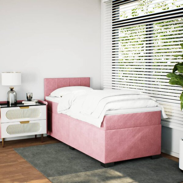 Box spring krevet s madracem ružičasti 90x200 cm baršunasti - Ružičasti / 90 x 200 cm
