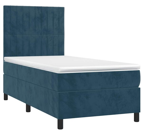 Box spring krevet s madracem tamnoplavi 100x200 cm baršunasti - Plava / 100 x 200 cm