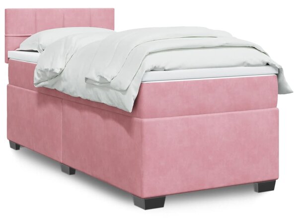 Box spring krevet s madracem ružičasti 90x200 cm baršunasti - Ružičasti / 90 x 200 cm