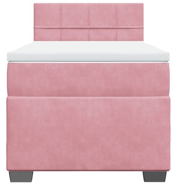 Box spring krevet s madracem ružičasti 90x200 cm baršunasti - Ružičasti / 90 x 200 cm