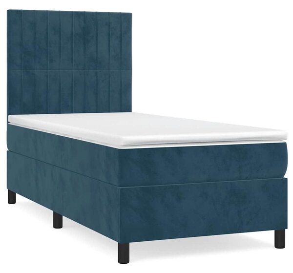 Box spring krevet s madracem tamnoplavi 100x200 cm baršunasti - Plava / 100 x 200 cm