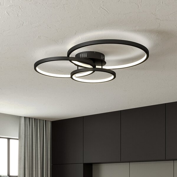 Trio Lighting WiZ Aaron pametna LED stropna svjetiljka, antracit, prigušiva, Crno, Dnevni boravak/blagovaonica, Metal