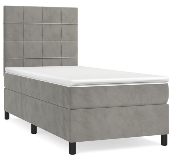 Box spring krevet s madracem svjetlosivi 80 x 200 cm baršunasti - Siva / 80 x 200 cm