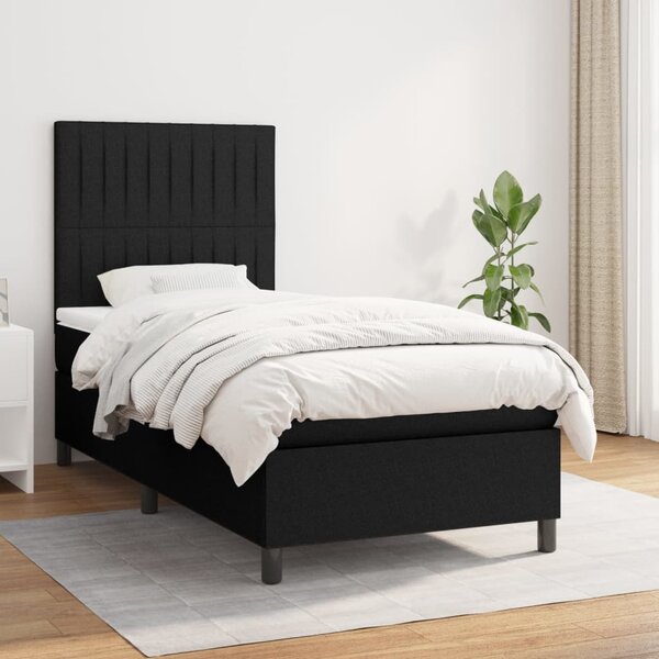 Box spring krevet s madracem crni 90x190 cm od tkanine - Siva / jedna veličina