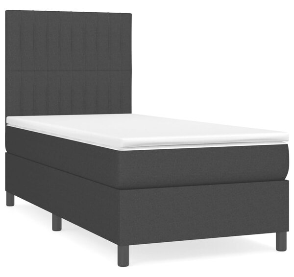 Box spring krevet s madracem crni 90x190 cm od tkanine - Siva / jedna veličina