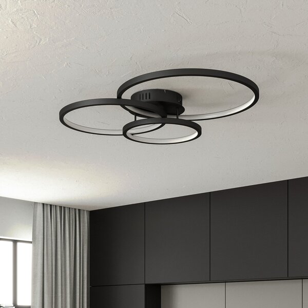 Trio Lighting WiZ Aaron pametna LED stropna svjetiljka, antracit, prigušiva, Crno, Dnevni boravak/blagovaonica, Metal