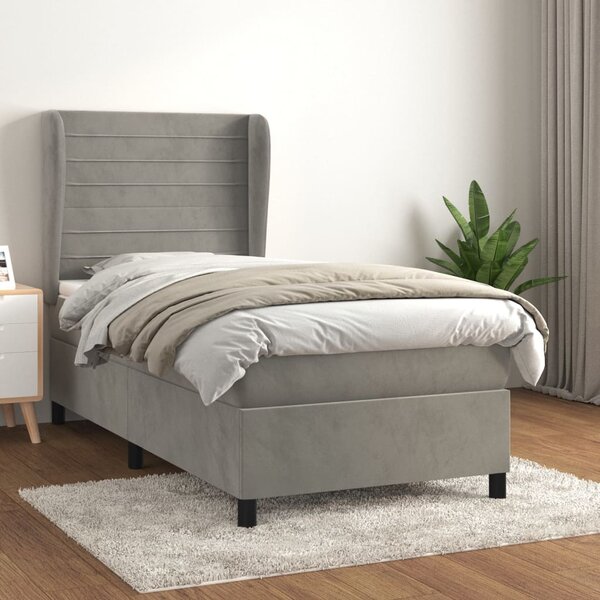 Box spring krevet s madracem svjetlosivi 80 x 200 cm baršunasti - Siva / 80 x 200 cm