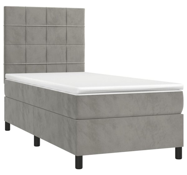 Box spring krevet s madracem svjetlosivi 80 x 200 cm baršunasti - Siva / 80 x 200 cm