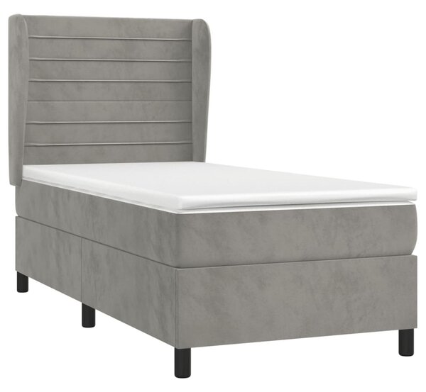 Box spring krevet s madracem svjetlosivi 80 x 200 cm baršunasti - Siva / 80 x 200 cm