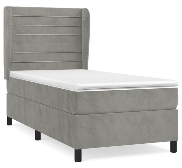 Box spring krevet s madracem svjetlosivi 80 x 200 cm baršunasti - Siva / 80 x 200 cm
