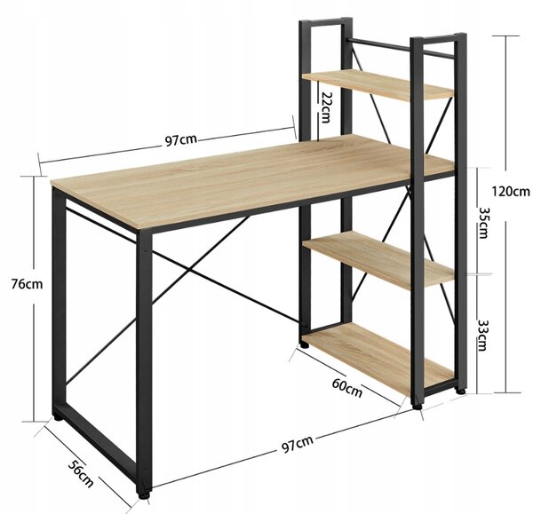 Radni stol TAYLOR SONOMA s policom 120x60cm