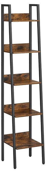 Polica za knjige na 5 razina, 33,8 x 170 x 30 cm, rustikalno smeđa i crna | VASAGLE