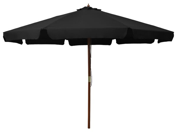 Vrtni suncobran s drvenom šipkom 330 cm crni - Crna / N/A