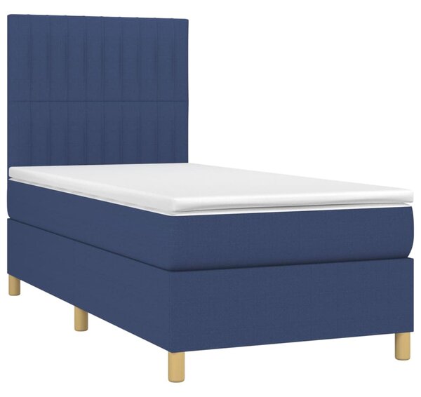 Krevet s oprugama i madracem plavi 100 x 200 cm od tkanine - Plava / 100 x 200 cm