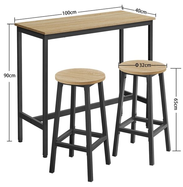 Blagovaonski set 1+2, barski stol 100x40 cm i barske stolice TAYLOR SONOMA