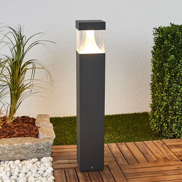Lucande LED svjetiljka za put Egon, visina 65 cm, grafitno siva, IP54, Crno, Metal