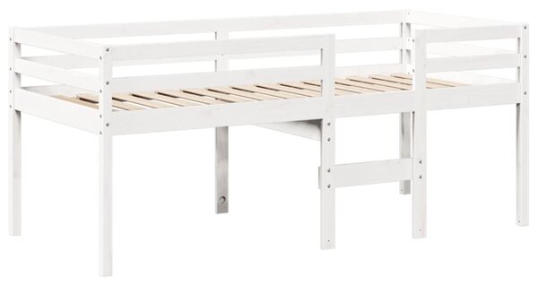 Visoki krevet s krovom bijeli 75 x 190 cm od masivne borovine - Bijela / 75 x 190 cm