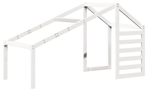 Visoki krevet s krovom bijeli 75 x 190 cm od masivne borovine - Bijela / 75 x 190 cm